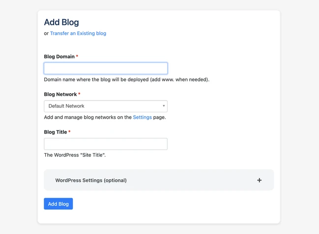 Easy Blog Networks dashboard demo