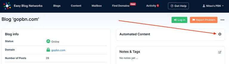 automate content posting with gpt integration automated content section screenshot