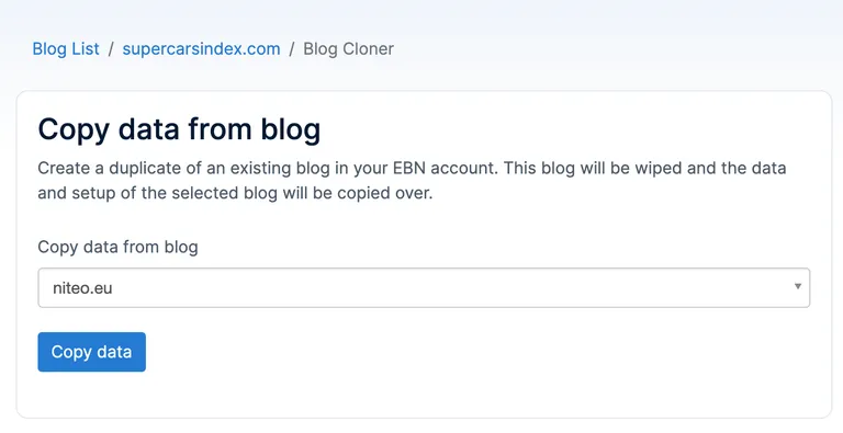 clone blog copy data from blog screenshot