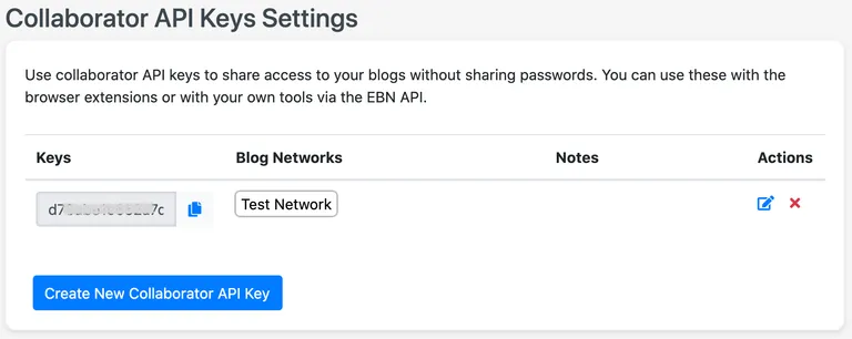 collaborator access collaborator api keys screenshot