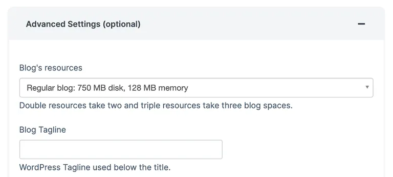 increase blog resources add blog advanced settings