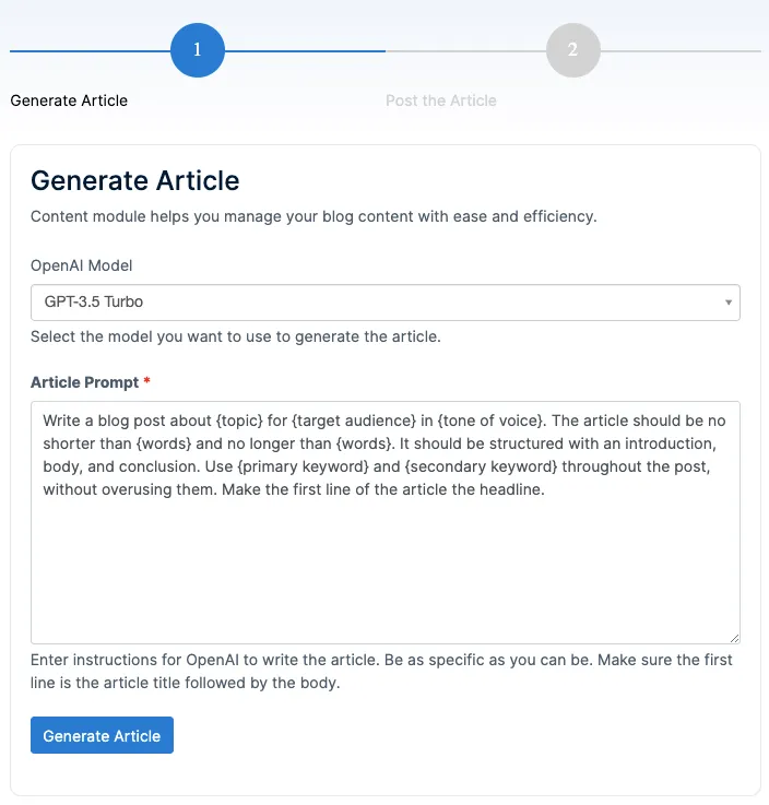 openai integration openai prompt form