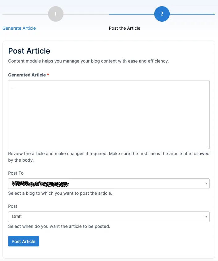 openai integration post to blog final step