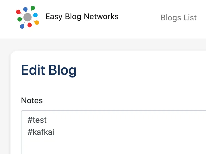 organize blogs with tags blog tags input screenshot