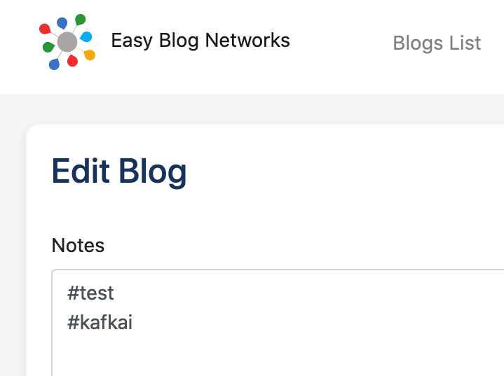 organize blogs with tags blog tags input screenshot