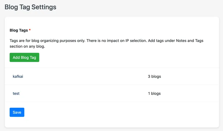 organize blogs with tags blog tags management page