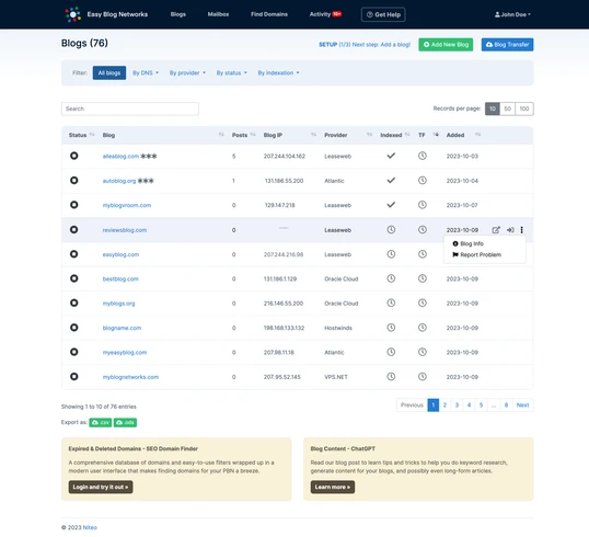 Dashboard with Dropdown